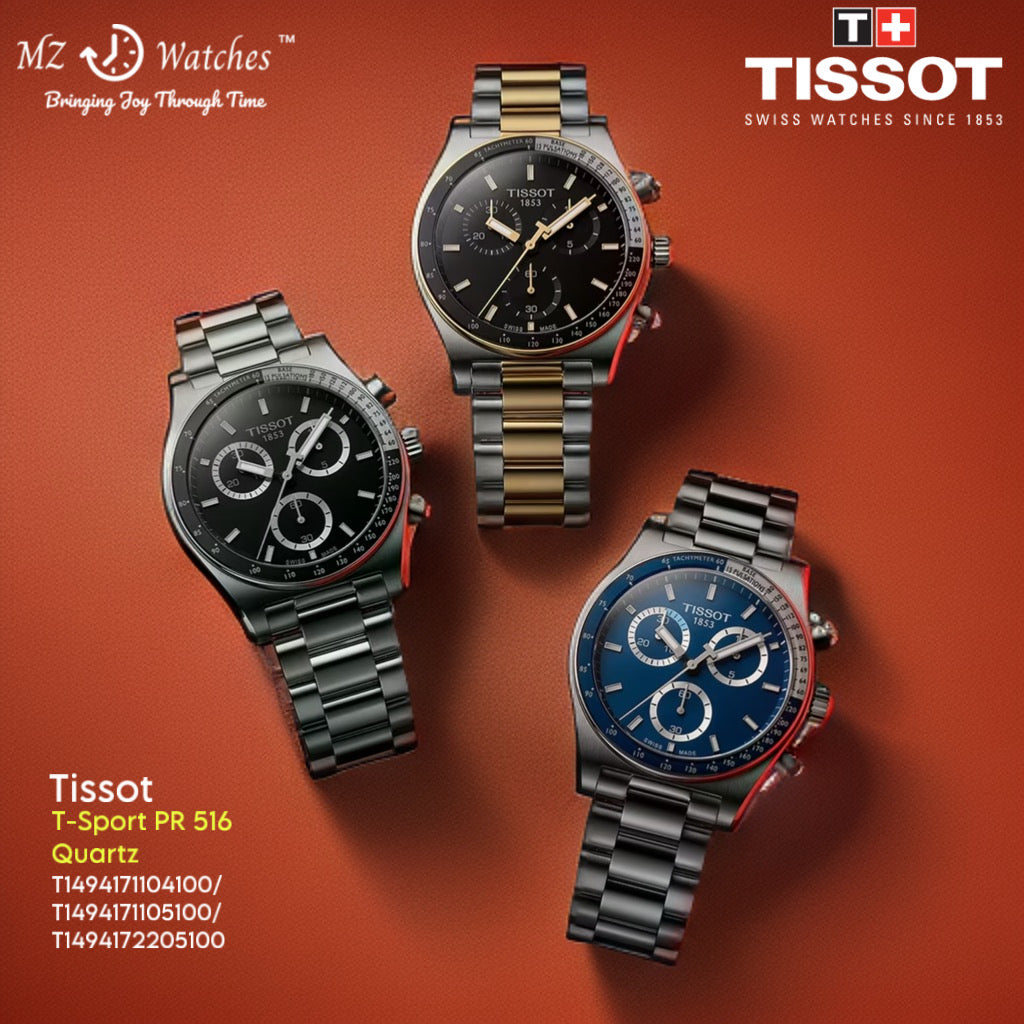 Tissot PR516 Quartz Chronograph (40mm) Black Dial / Two Tone Stainless Steel Bracelet T1494172205100 Men's Watch