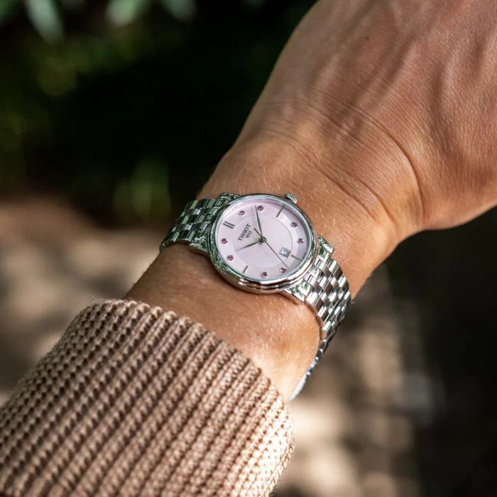 Tissot T1222101115900 Carson Premium Lady 30mm Pink Mother of Pearl Dial Stainless Steel Bracelet Women’s Watch