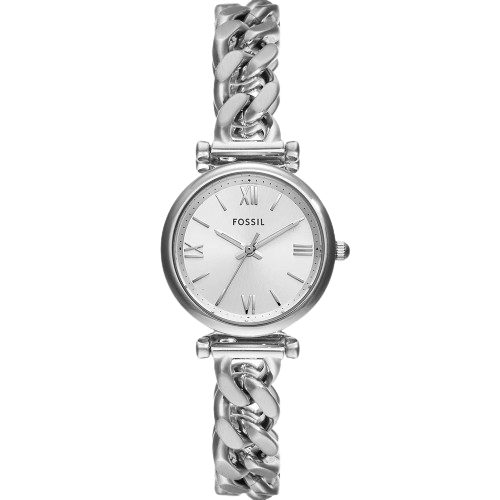 Fossil ES5331 Carlie 28mm Silver Dial Stainless Steel Chain Style Bracelet Women's Watch