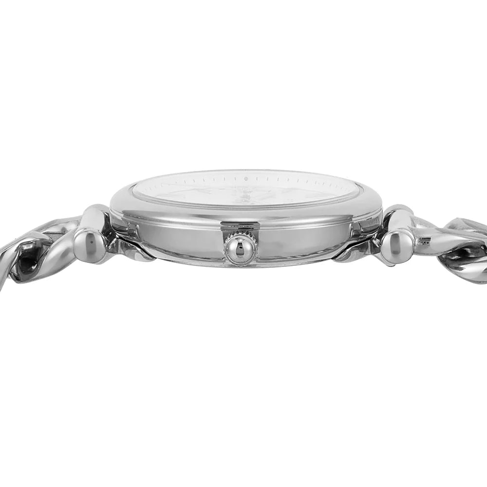 Fossil ES5331 Carlie 28mm Silver Dial Stainless Steel Chain Style Bracelet Women's Watch