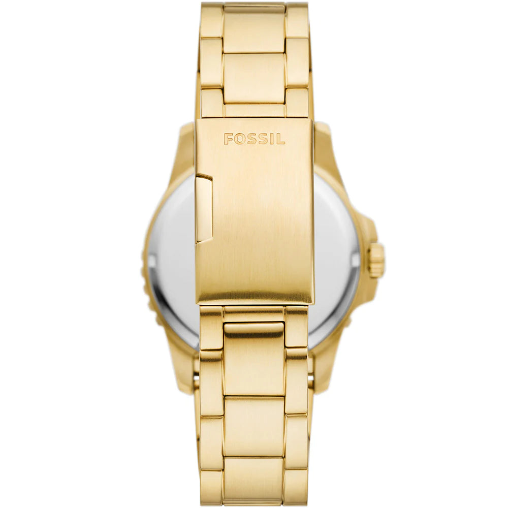 Fossil FS6030 Blue 42mm Green Dial Gold Tone Stainless Steel Bracelet Men's Watch