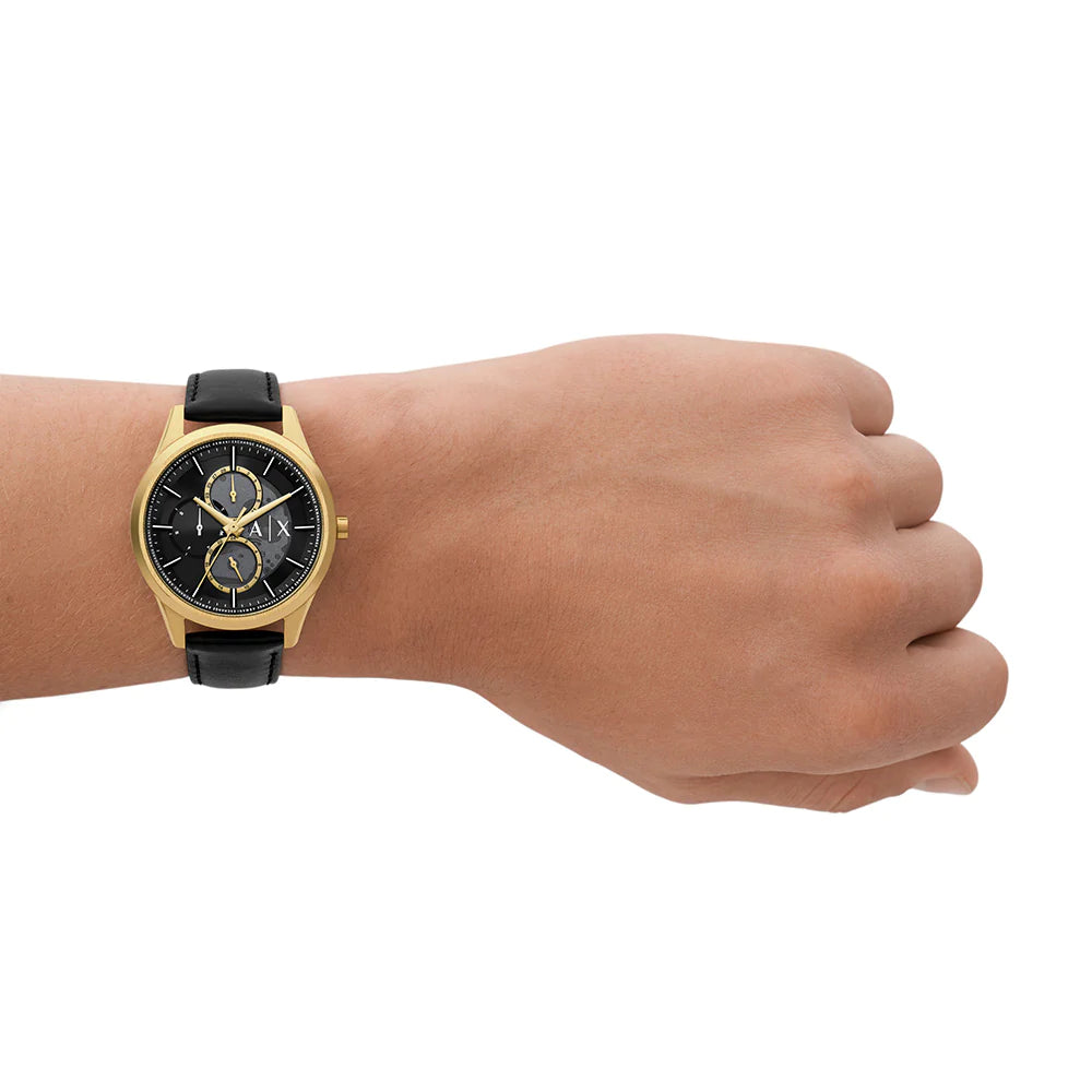 Armani Exchange AX1876 42mm Black Dial Black Leather Strap Men's Watch