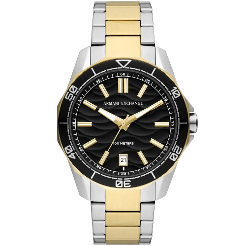 Armani Exchange AX1956 44mm Black Dial Two Tone Stainless Steel Bracelet Men's Watch