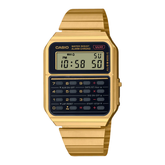 Casio Vintage Calculator Gold IP Plated Gold Bracelet  CA-500WEG-1AVT Men's & Women’s Watch