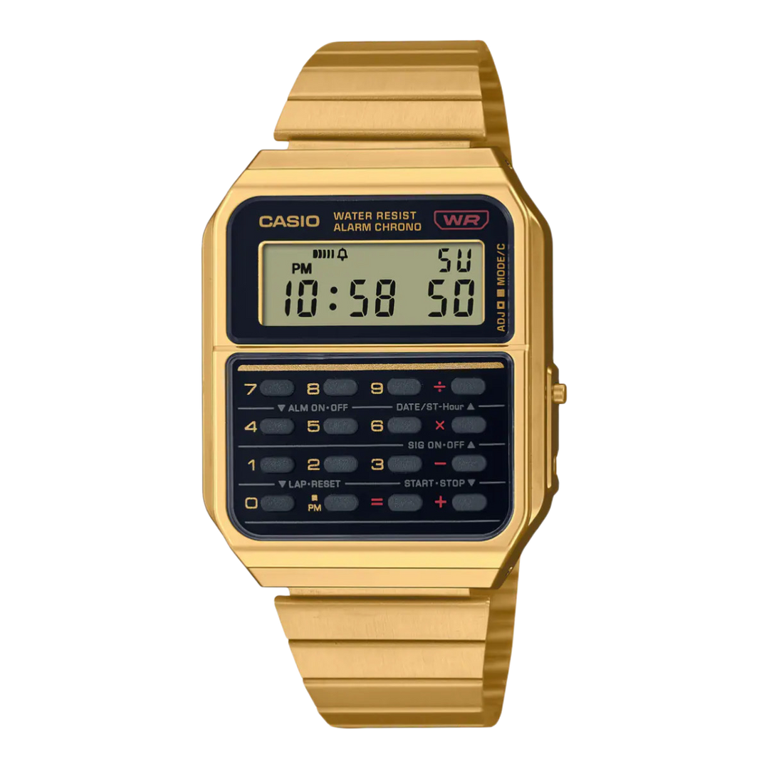 Casio Vintage Calculator Gold IP Plated Gold Bracelet CA-500WEG-1AVT Men's & Women’s Watch