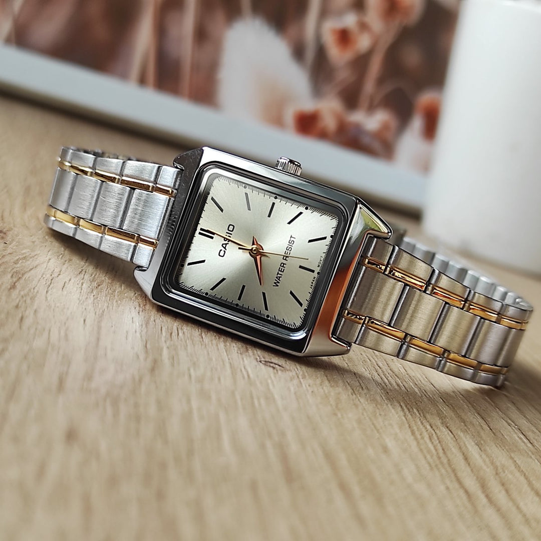 Casio LTP-V007SG-9EUDF Cartier Tank Style Analog Quatrtz Two Tone Stainless Steel Women’s Watch
