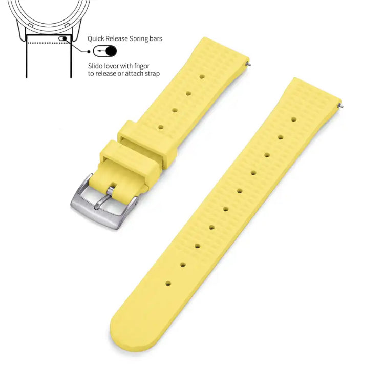 Premium Grade Fluoro Vulcanized Waffle Type Watch Rubber Strap 18mm,20mm & 22mm Quick Release FKM Diver’s Watch Replacement Strap