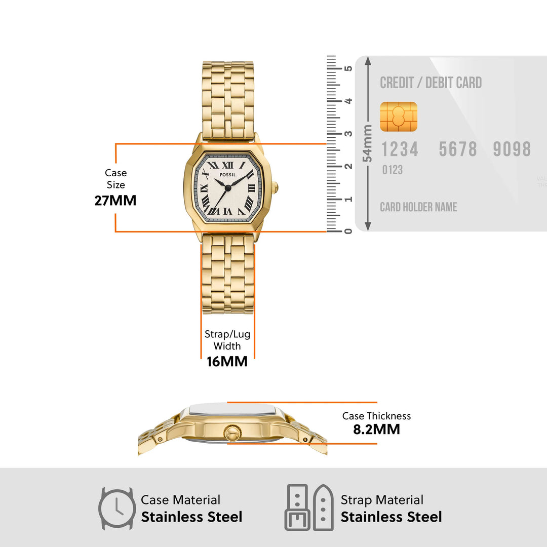 Fossil ES5361 Harlow (27mm) Cream Dial / Gold-Tone Stainless Steel Bracelet Women's Watch