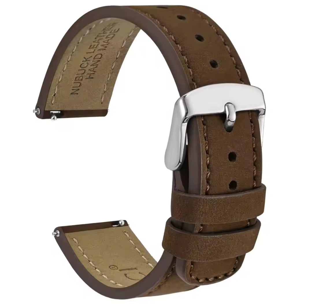 WOCCI Nubuck Top Grain Hand Made Leather |18mm, 20mm and 22mm Replacement Straps for Fossil, Citizen, Seiko, Casio etc