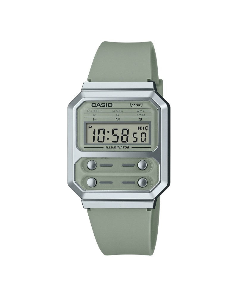 Casio A100WEF-3AEF Classic A100 Colour Collection Digital Dial Green Plastic Strap Men's & Women Watches - mzwatcheslk srilanka
