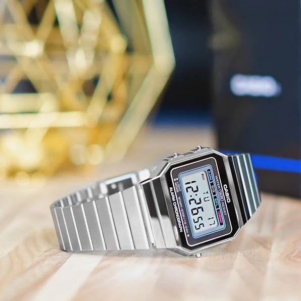 Casio A700W-1A Vintage Retro Alarm Chronograph Stainless Steel Bracelet Men & Women Watches