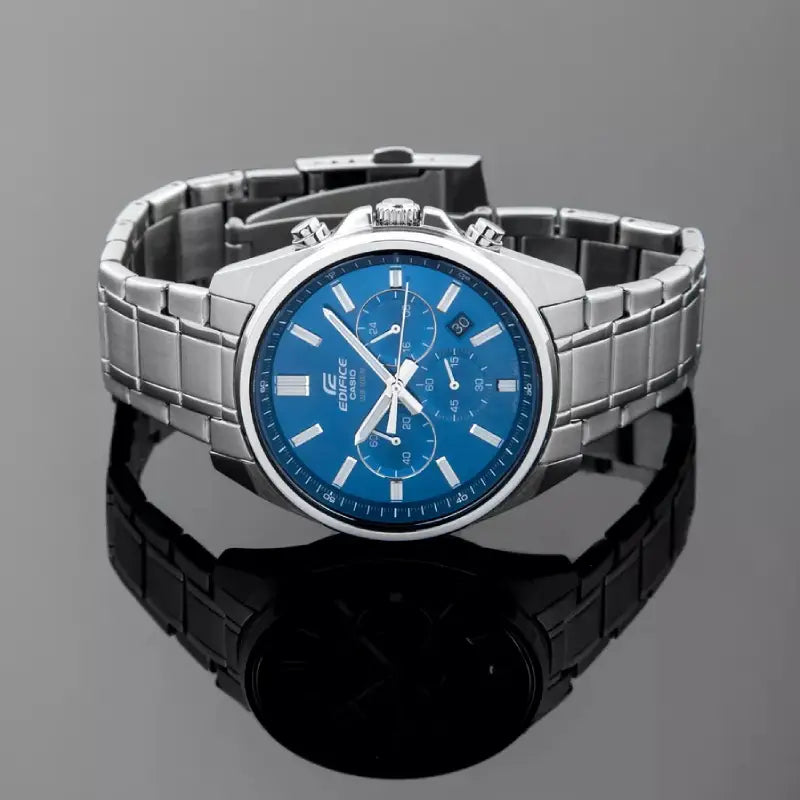 Casio EFV-650D-2A Edifice Blue Dial Chronograph Stainless Steel Mens Watch