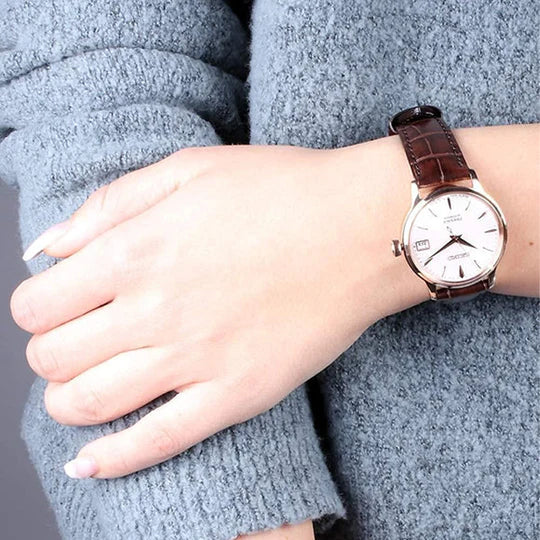 Seiko SRP852J1 Presage Automatic Watch Rose Gold Brown Leather Strap Women's Watch