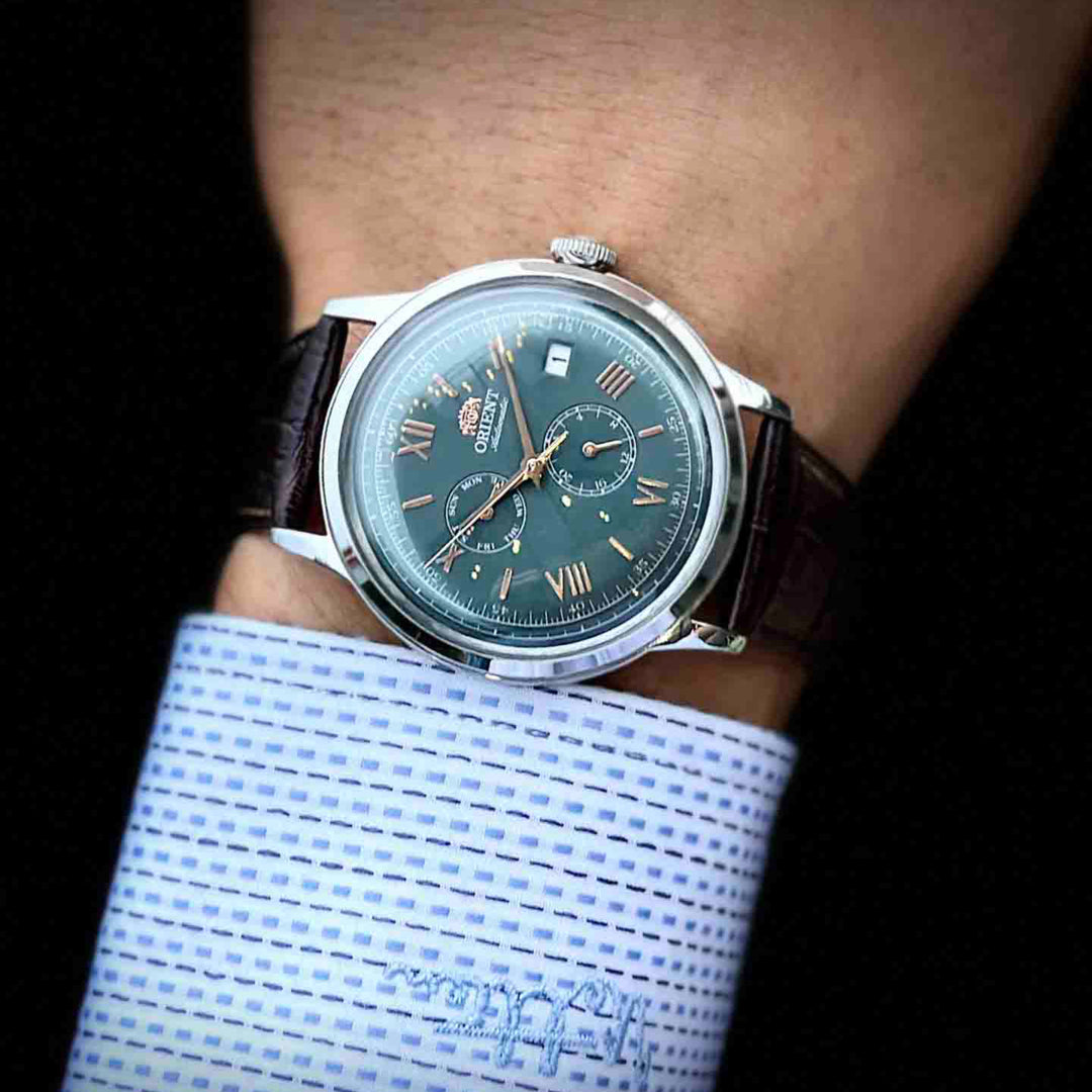 Orient Bambino ‘JDM’ Classic Multi-Dial Version 6 RN-AK0703E Automatic 40mm Forest Green dial Leather Strap Men's Watch