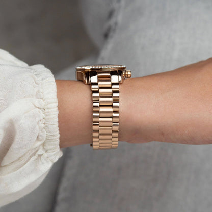 Michael Kors Lexington MK4926 Lux Multifunction (34mm) Blue Dial / Rose-Gold PVD Stainless Steel Bracelet Women's Watch
