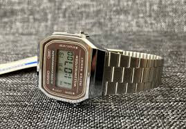 Casio A168WA-5AYES Vintage Digital Illuminator 36mm Brown Digital Dial Stainless Steel Men & Women Watches