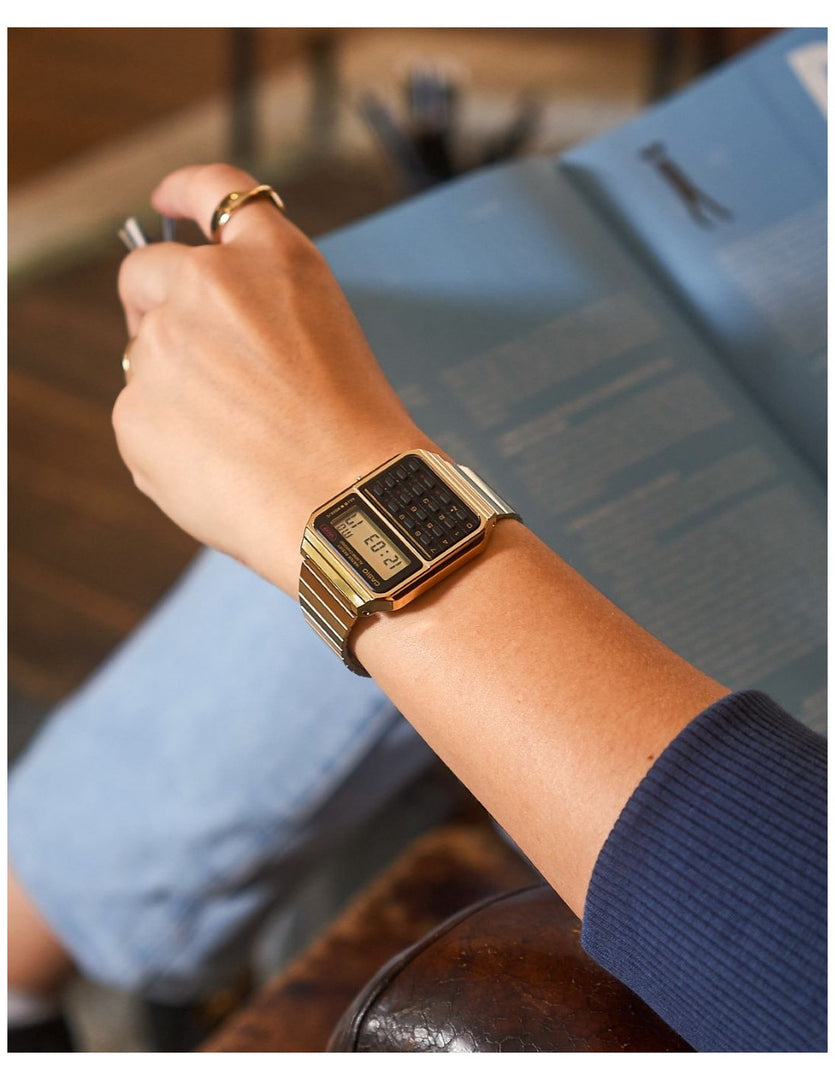 Casio Vintage Calculator Gold IP Plated Gold Bracelet CA-500WEG-1AVT Men's & Women’s Watch