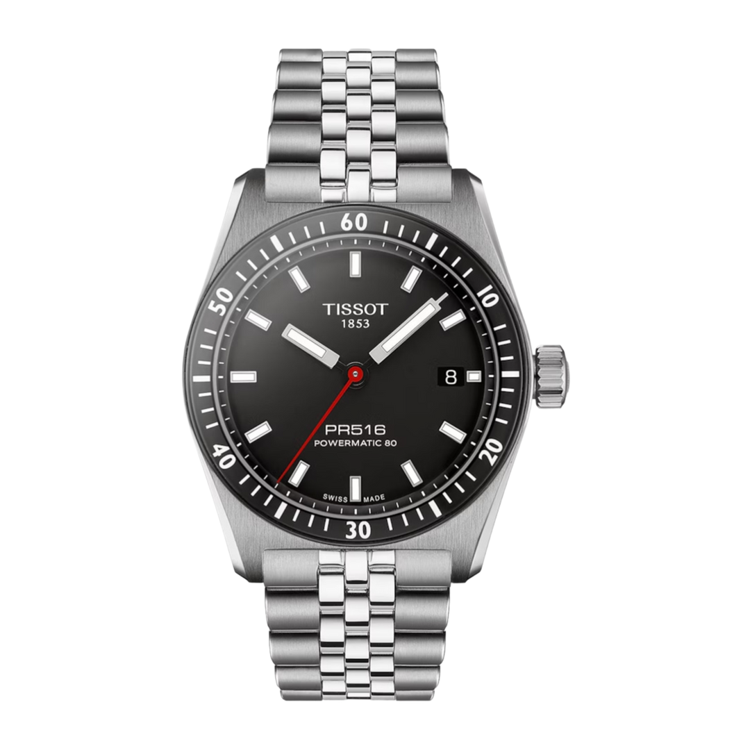 Tissot PR516 Powermatic 80 (38mm) Black Dial / Stainless Steel Bracelet  T1494071105100 Men’s Watch