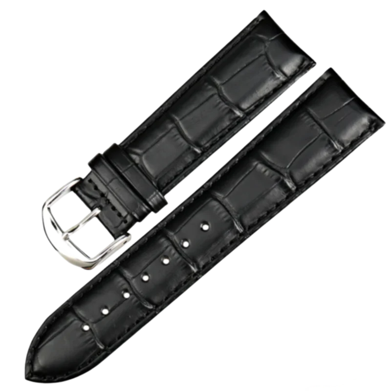 19mm Black Maikes Croc Style Genuine Leather Replacement watch strap for Seiko SNXS79, Seiko 5 etc