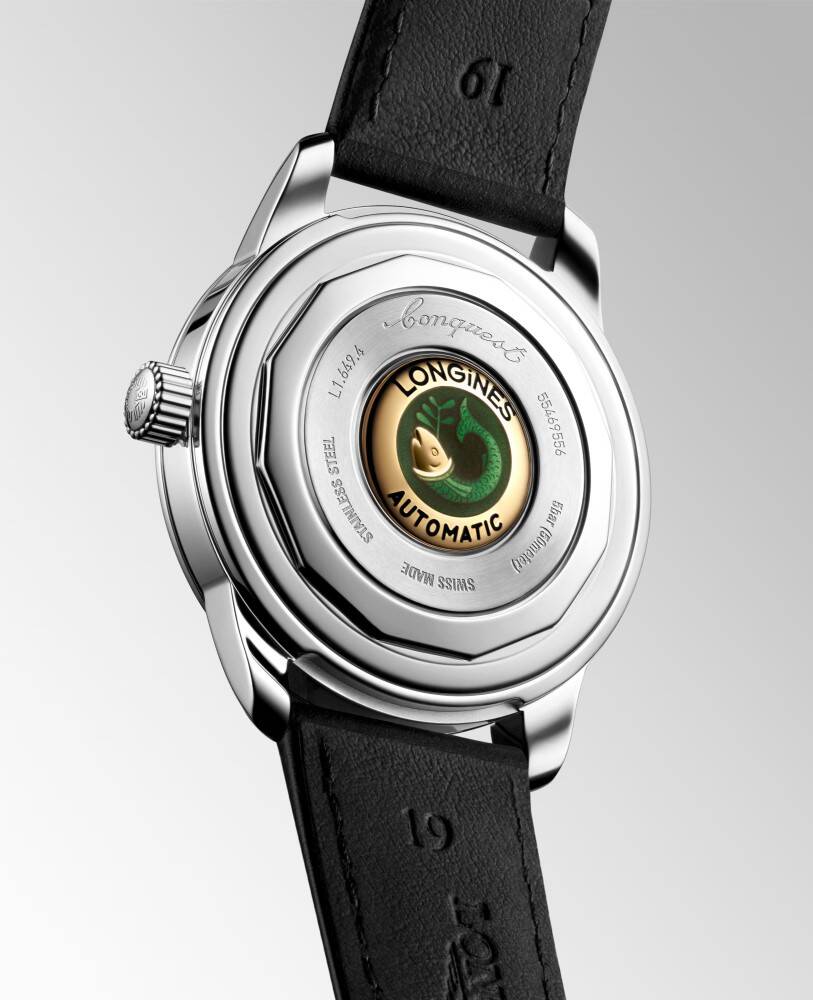 LONGINES L16494522 Conquest Heritage Automatic 38mm Black Lacquered Dial Black Leather Men's Watch