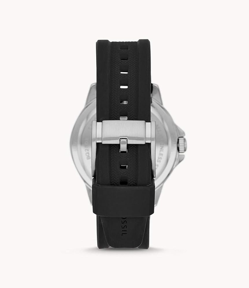 Fossil FS5947 Blue Dive Three Hand Date Black Silicone Men's Watch
