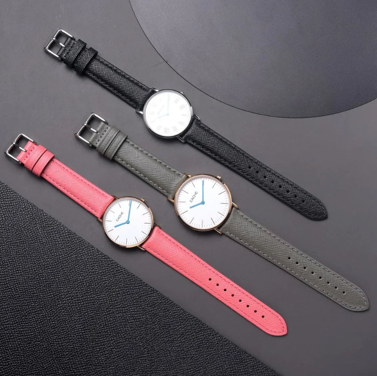Genuine Leather Checkered Cross Pattern 18mm, 20mm and 22mm Replacement Watch Strap for Seiko, Citizen, Casio, etc