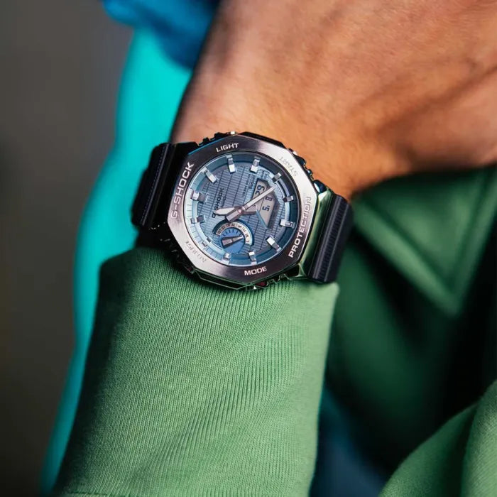 Casio G-Shock GBM-2100A-1A3DR Bluetooth Tough Solar Metal Covered (44.4mm) Green Dial / Black Bio-Based Resin Strap Men's Watch