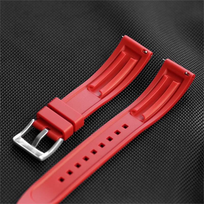 22mm Red Premium Swiss Grade Vulcanized FKM (Flex) Rubber Strap Quick Release Watchband for Seiko and other Divers