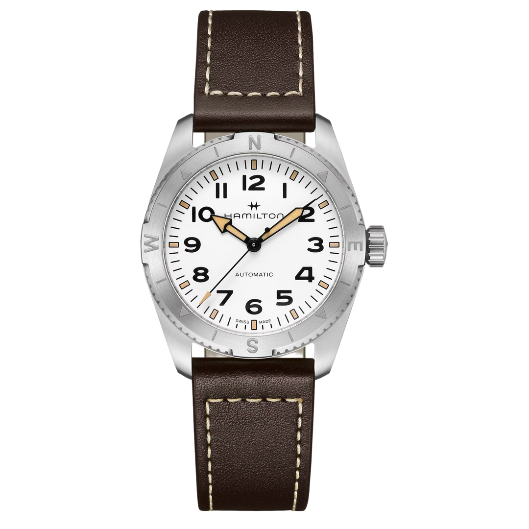 Hamilton Khaki Field Expedition H70225510 Automatic (37mm) White Dial / Brown Leather Strap Men's Watch