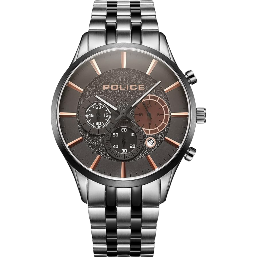 Police CAGE PEWJI2194341 Quartz Multifunction (44mm) Brown Chronograph Dial / Stainless Steel Bracelet Men's Watch