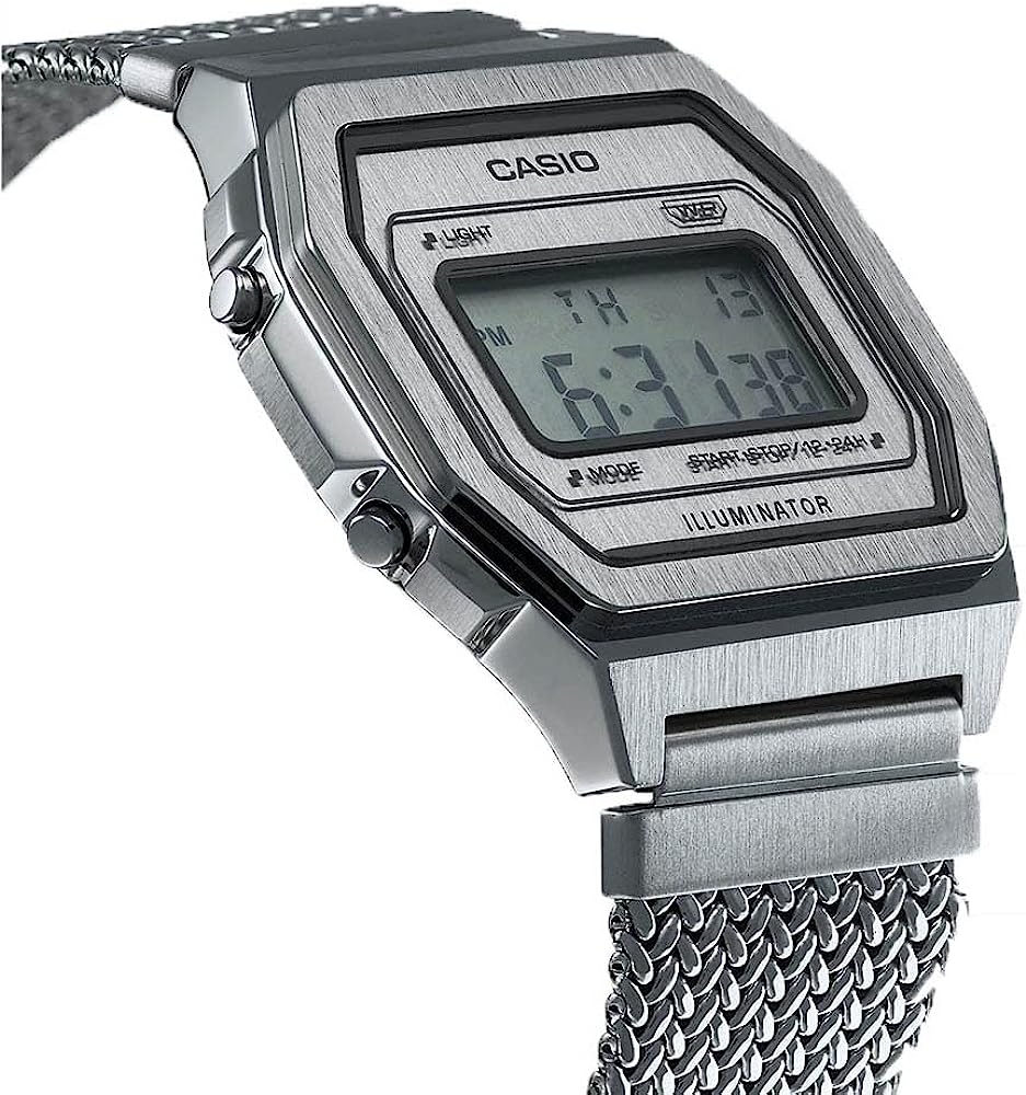 Casio Vintage A1000MA-7EF Vintage A1000 Series 39.6mm Digital Dial Stainless Steel Mesh Men's & Women's Watch