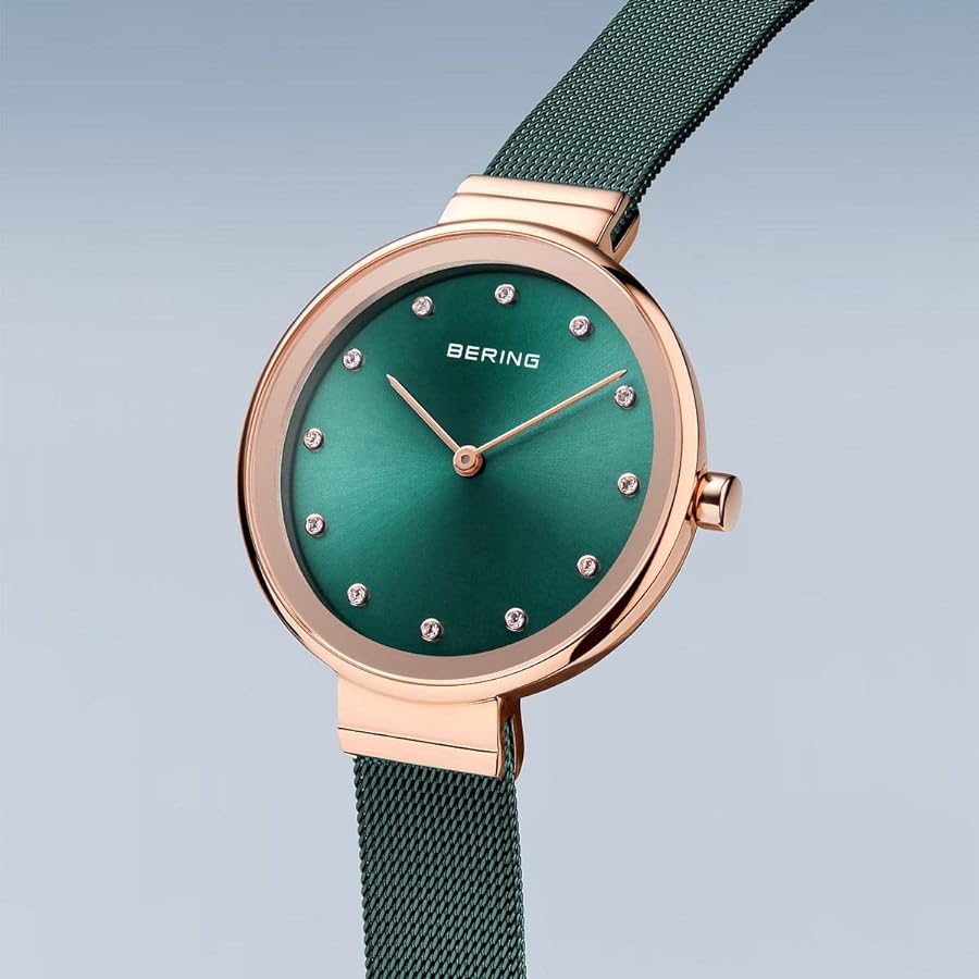 Bering 12034-868 Classic Green Dial Green PVD Steel Mesh Bracelet Women’s Watch