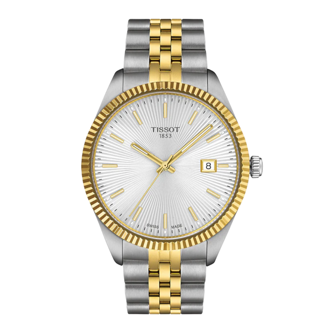 Tissot T1564102203100 Ballade 40mm Silver Guilloché Dial / Two-Tone Stainless Steel Bracelet Men's Watch
