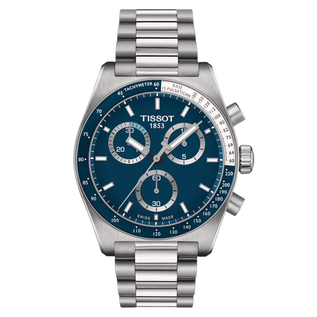 Tissot PR516 Quartz Chronograph (40mm) Blue Dial / Stainless Steel Bracelet  T1494171104100 Men's Watch
