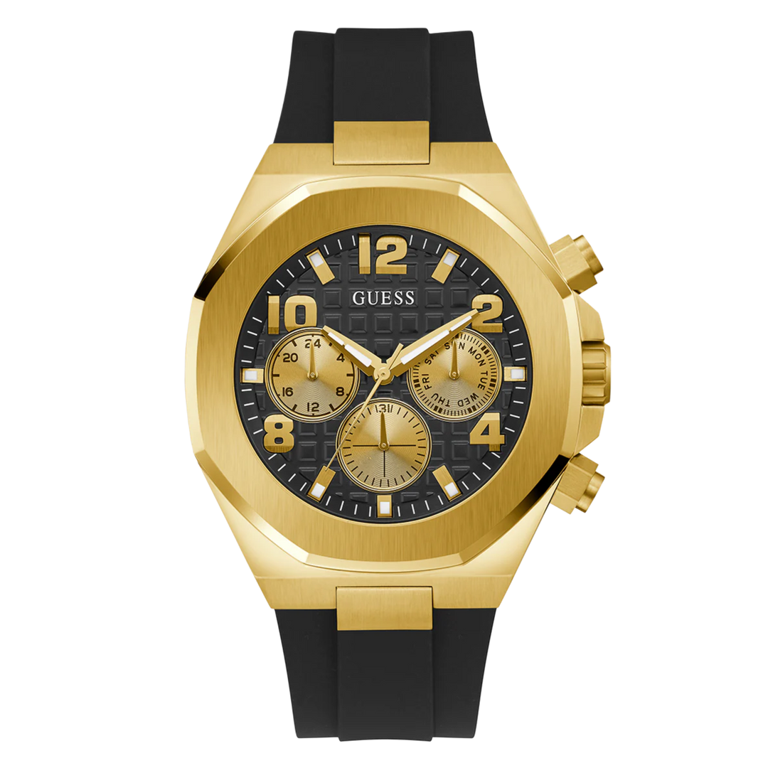 Guess Empire GW0583G2 Black Gold Tone Multi-function Rubber Strap Men’s Watch