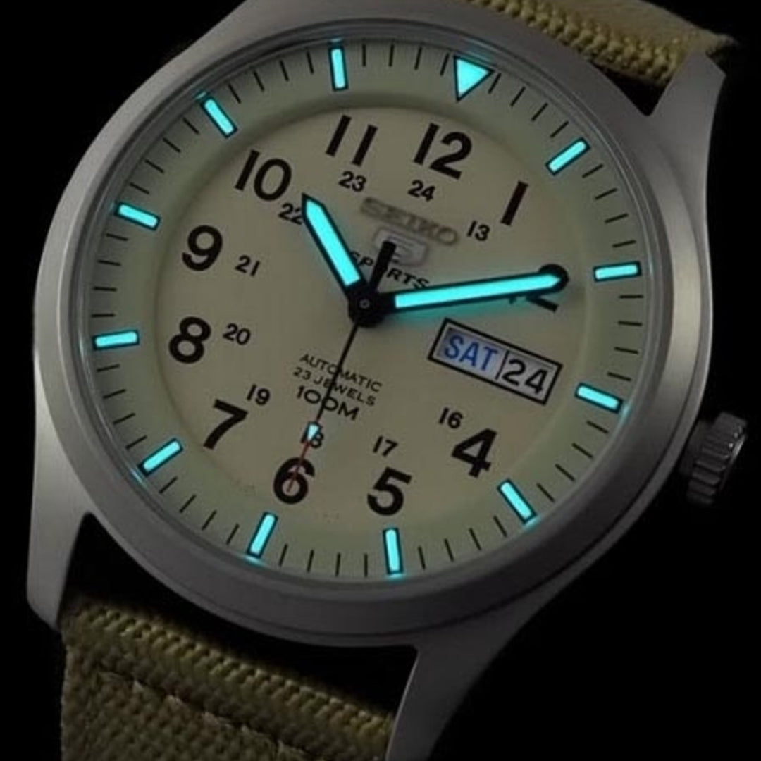 Seiko 5 Sports Military SNZG07K1 Nylon Strap Cream Dial Automatic Men's Watch