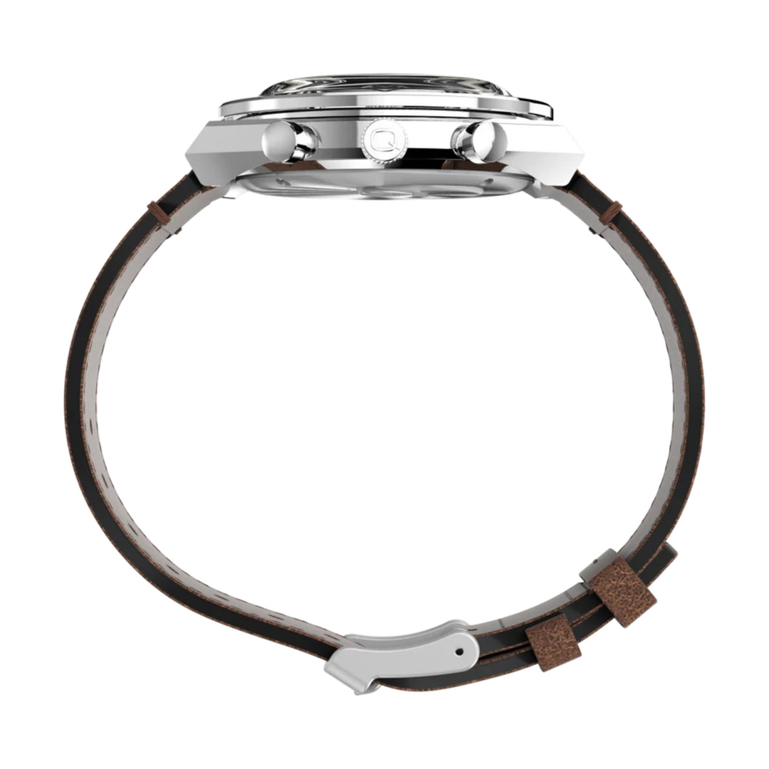 Timex Q Timex TW2V42800 Chronograph (40mm) ‘Panda’ Cream Dial / Brown Leather Strap Men's Watch