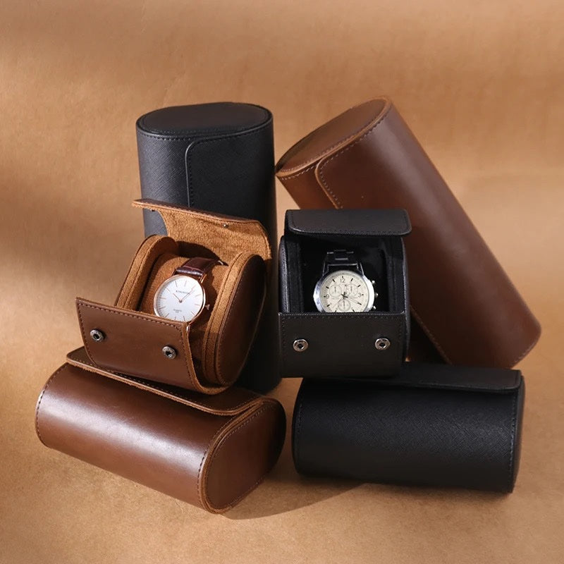 1 Slot Brown Luxury Watch Storage Box/ Roll Travel Case Chic Portable Vintage Leather