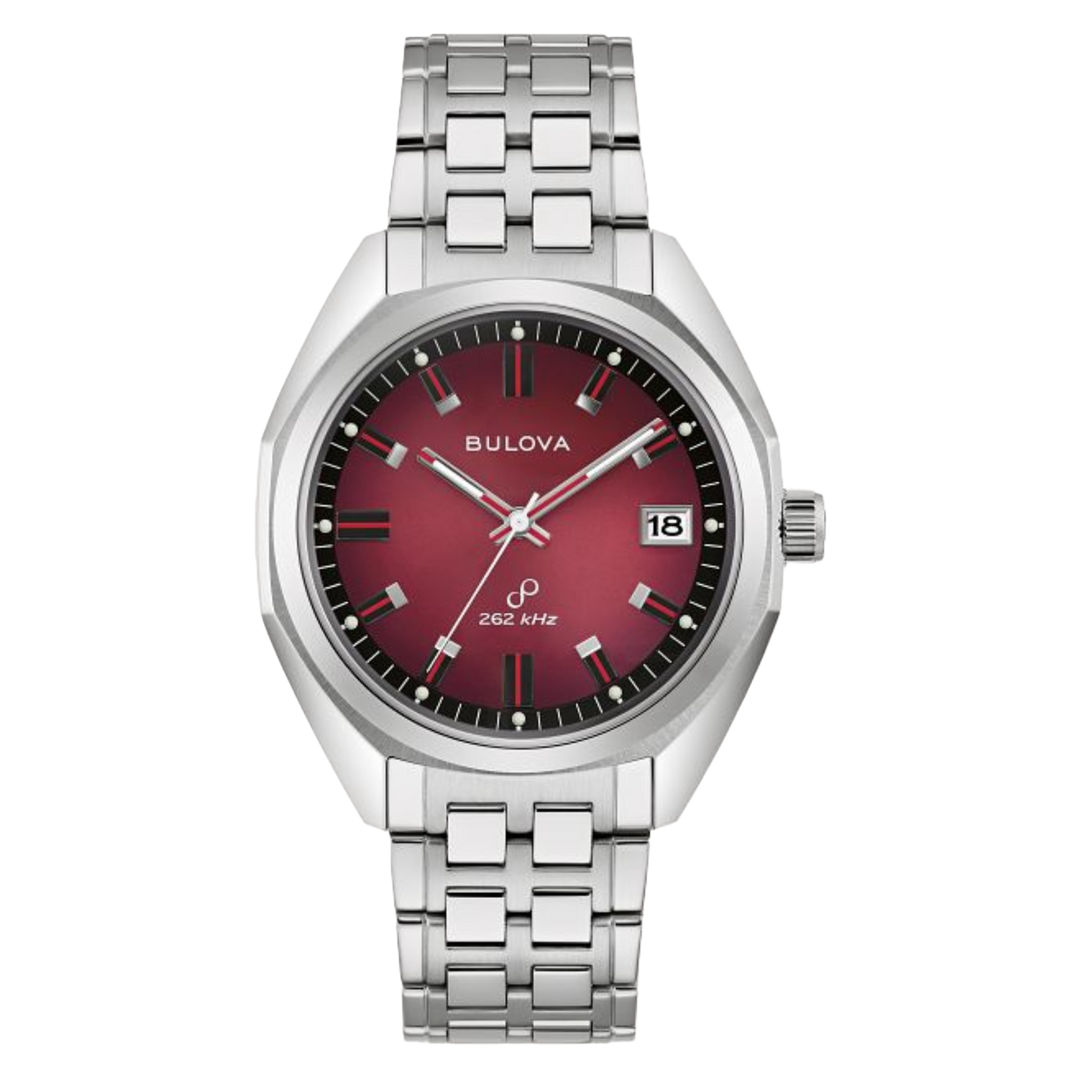Bulova jet Star 96B401 with HPQ Precionist Movement at 262 kHZ Red Dial / Stainless Steel Bracelet Men's Watch