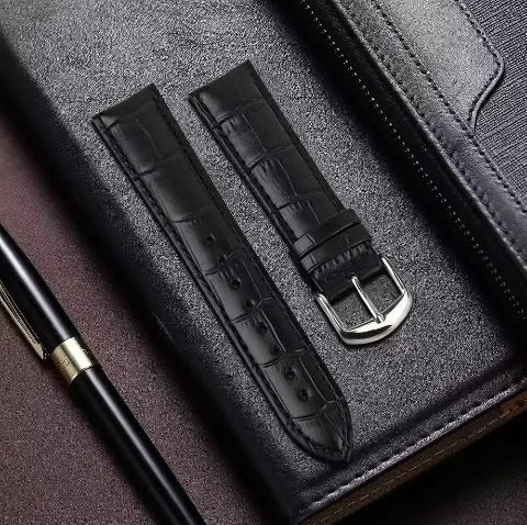 19mm Black Maikes Croc Style Genuine Leather Replacement watch strap for Seiko SNXS79, Seiko 5 etc