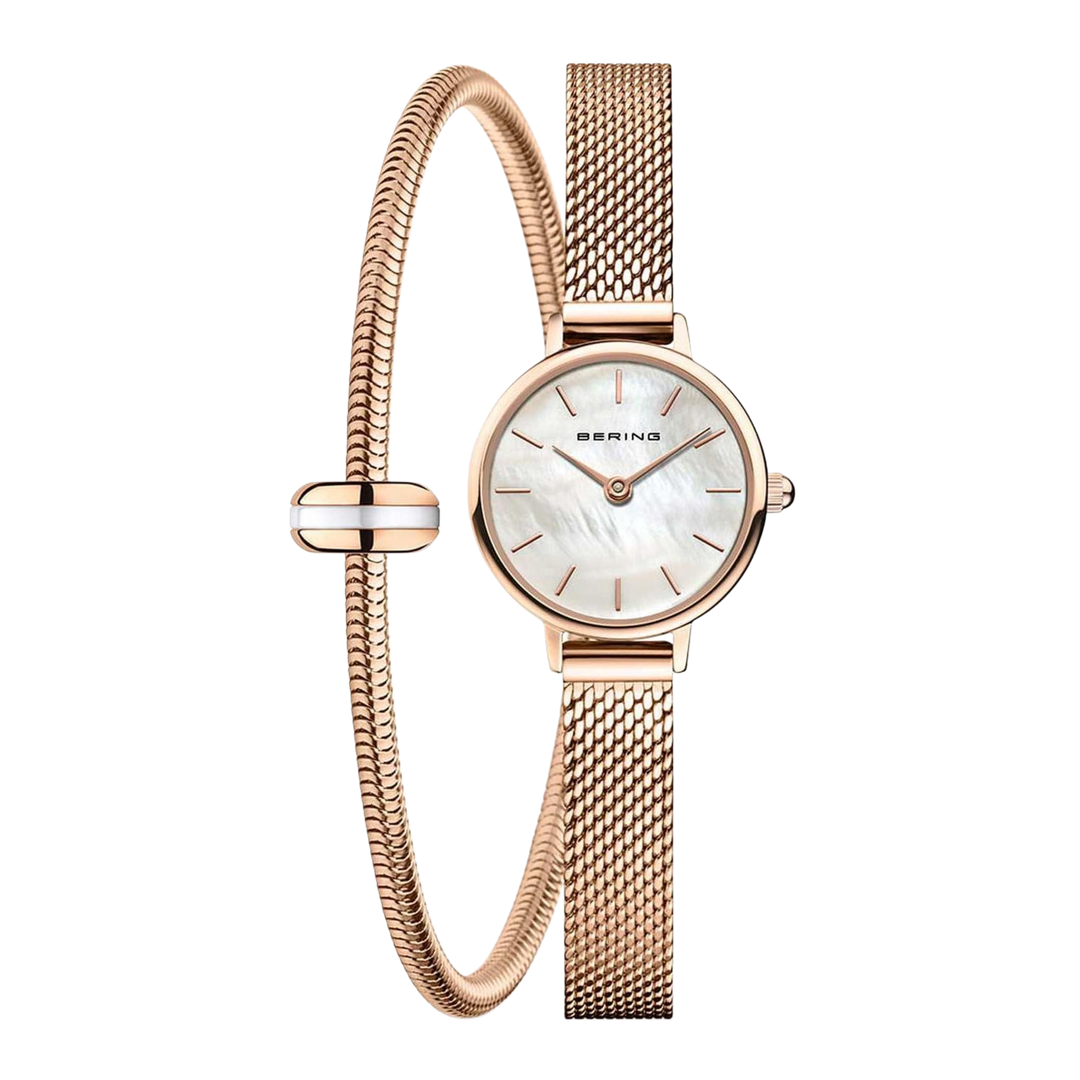 Bering Classic Gift Set (22mm) 11022-364-Lovely-2-GWP170 Rose-Gold-Tone Stainless Steel Mesh Women’s Watch
