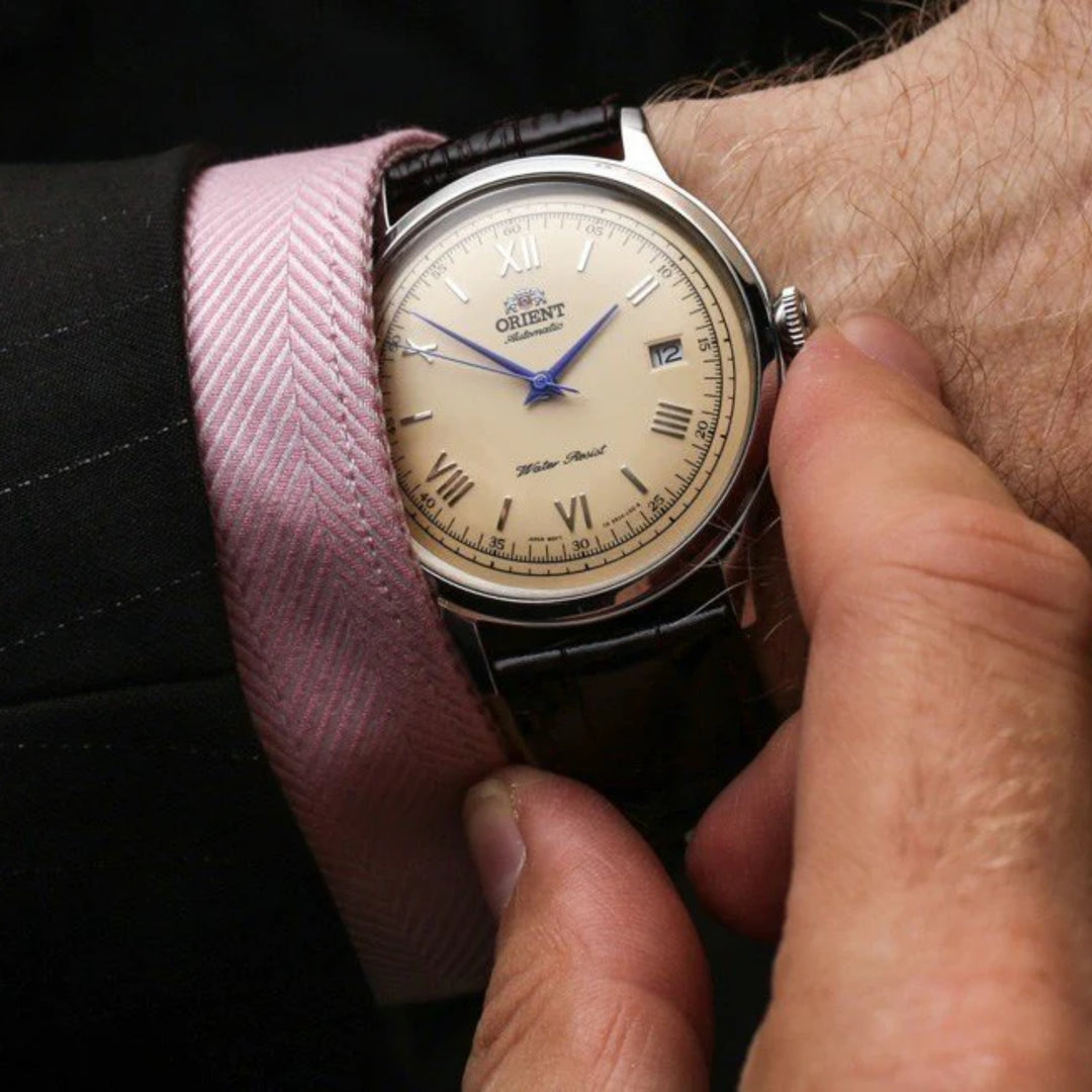 Orient Classic 40mm Bambino Champagne Dial Automatic TAC00009N0 Leather Strap Men's Watch
