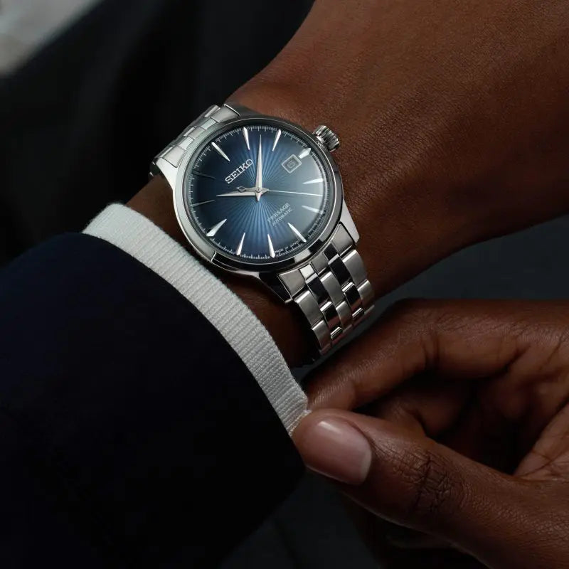 Seiko Presage Automatic SRPB41J1 Cocktail Time ‘Blue Moon’ Stainless Steel Bracelet Blue Dial Men's Watch