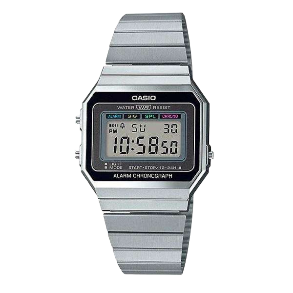 Casio A700W-1A Vintage Retro Alarm Chronograph Stainless Steel Bracelet Men & Women Watches