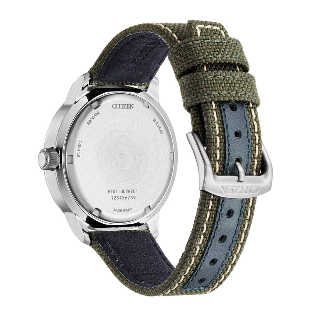 Citizen Men's Eco-Drive Urban BM8590-10E(42mm) Black Dial / Green Canvas Strap Men’s Watch