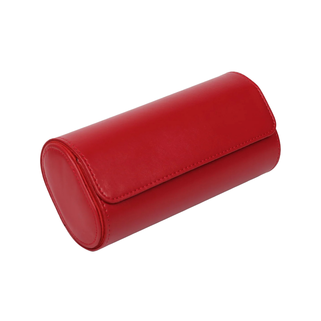 3 Slots Luxury Red Watch Storage Box/ Roll Travel Case Chic Portable Vintage Leather