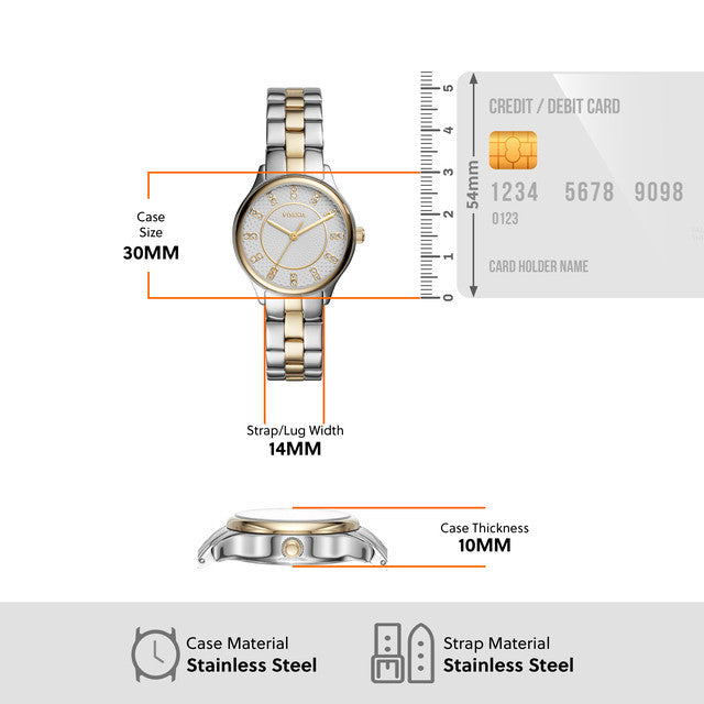 Fossil BQ1574 Modern Sophisticate Textured Dial Three-Hand Stainless Steel Two Tone Women's Watch