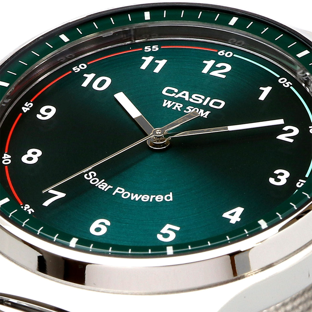 Casio Standard Analog Stainless Steel Green Dial Solar MTP-RS105M-3BV Men's Watch