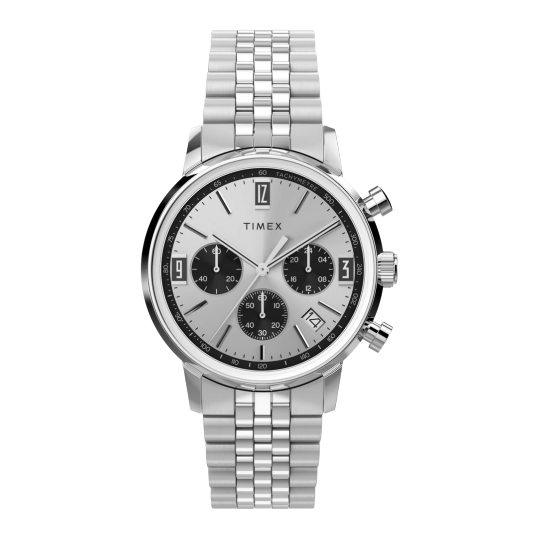 Timex Marlin Chronograph ‘Panda’ TW2W10400 Tachymeter (40mm) Silver Dial / Stainless Steel Bracelet Men’s Watch