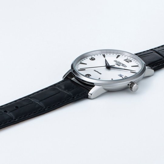 Roamer  958844 41 14 05 Valais Silver Dial Black Leather Strap Women's Watch